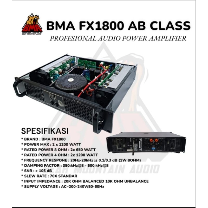 Power Amplifier BMA FX1800 | Class AB