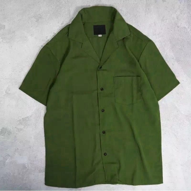 KEMEJA PRIA POLOS V NECK LENGAN PENDEK KASUAL