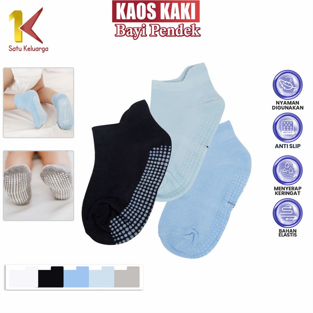 Satu Keluarga Kaos Kaki Bayi Pendek Cotton Unisex P602 Baby Socks Anti Slip / Kaus Kaki Anak Perempu