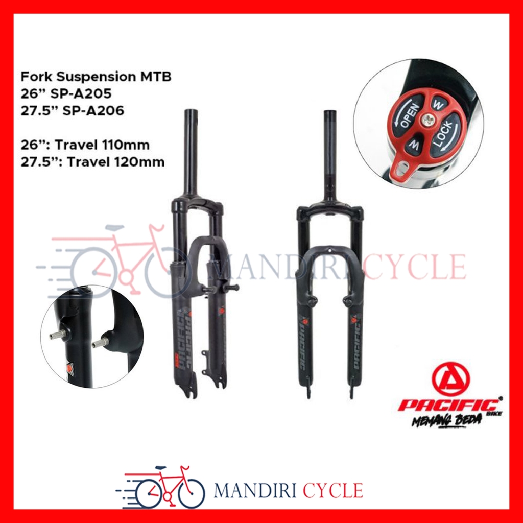 Fork Suspension Sepeda 26 Pacific A209 With Lock Oversize Garpu Bike