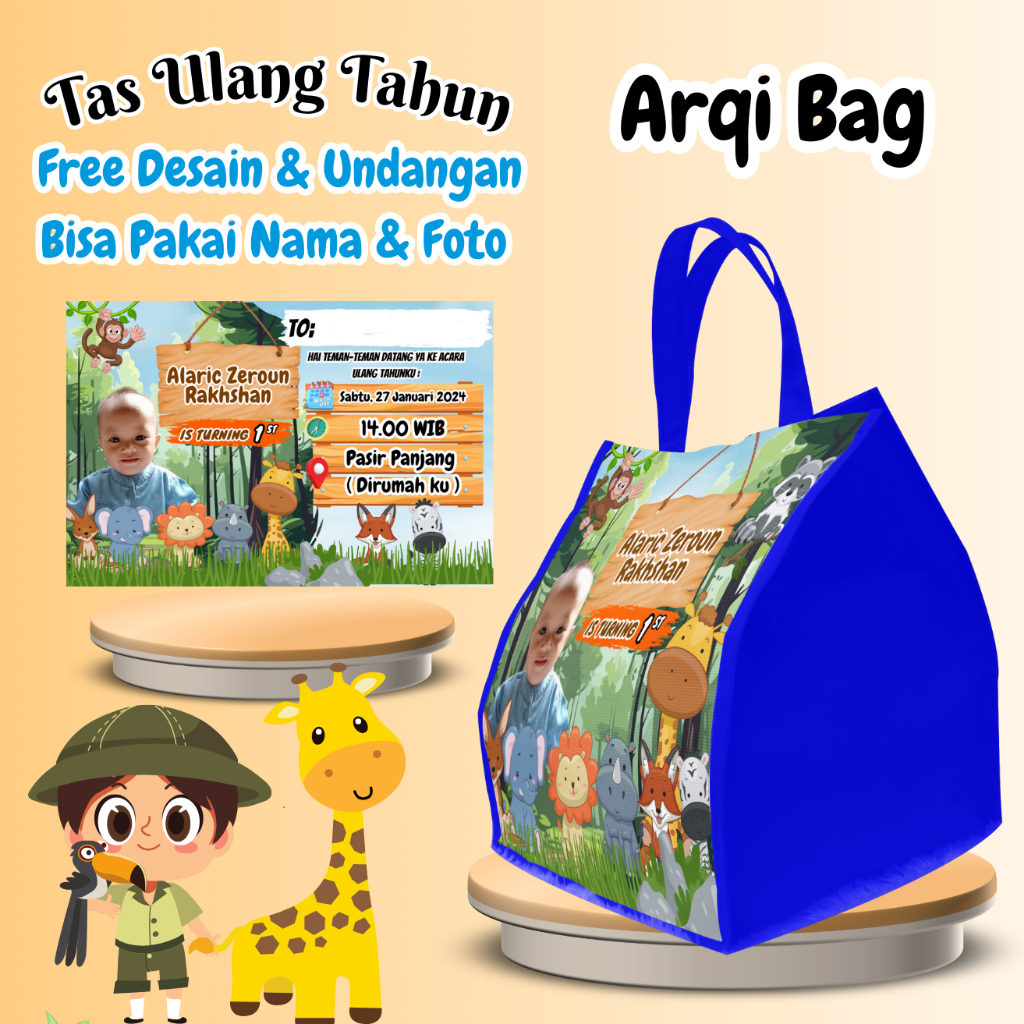 

50 Tas Free Undangan Ulang Tahun Anak Bisa Custom Goodiebag Murah Muat Box Bento