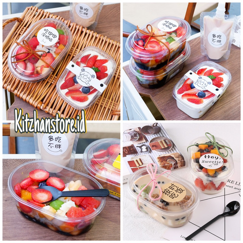 10pcs korean dessert box Oval Premium dessert cup tiramisu cup puding cup box mika kue