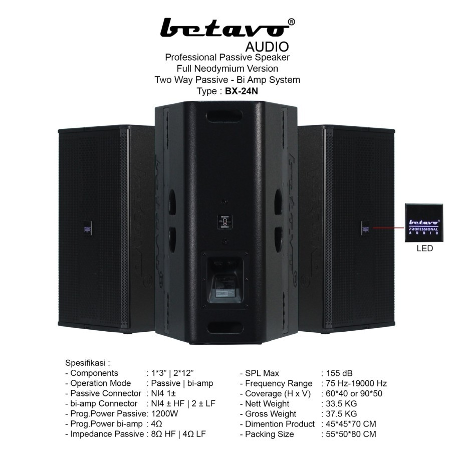 Speaker Pasif 15 Inch BETAVO Original BX 24N / BX24N Full Neodymium