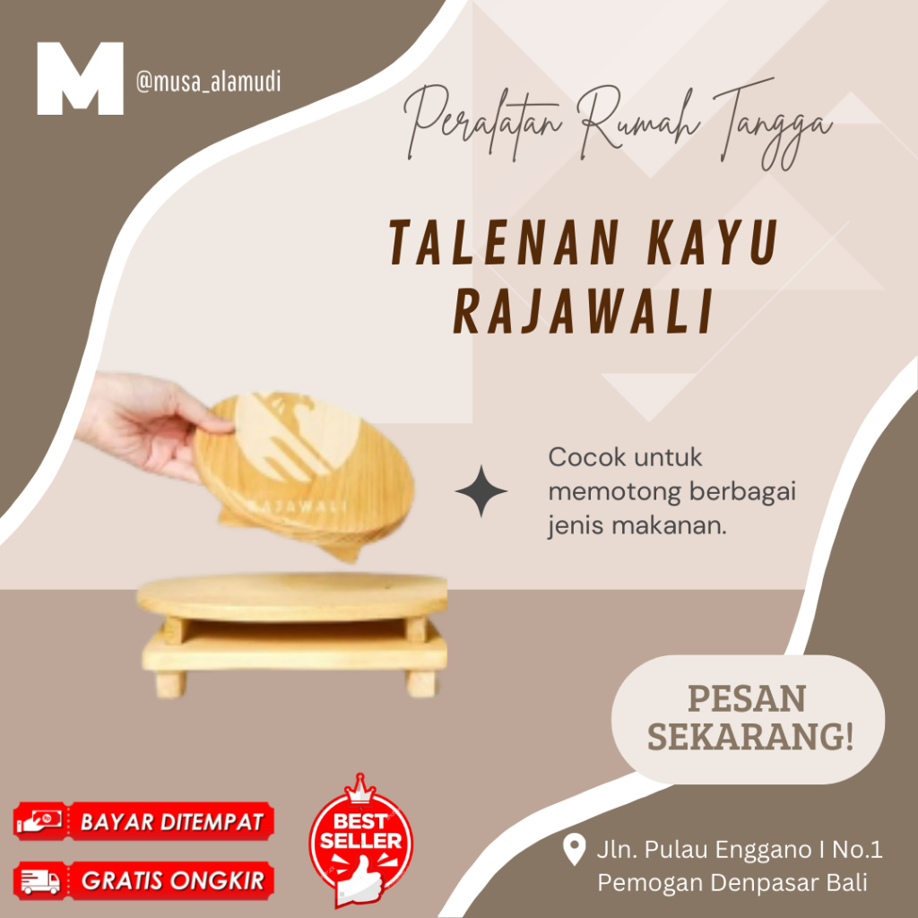 Talenan Kayu  Kaki Bulat,Oval Dan Kotak Rajawali