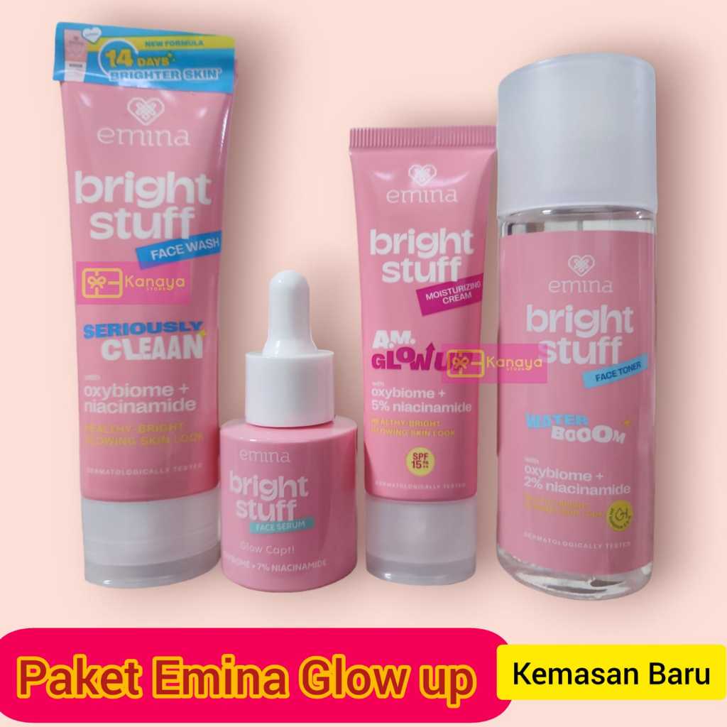 PAKET Glowing  EMINA  BRIGHT STUFF 4PCS/ PERAWATAN WAJAH