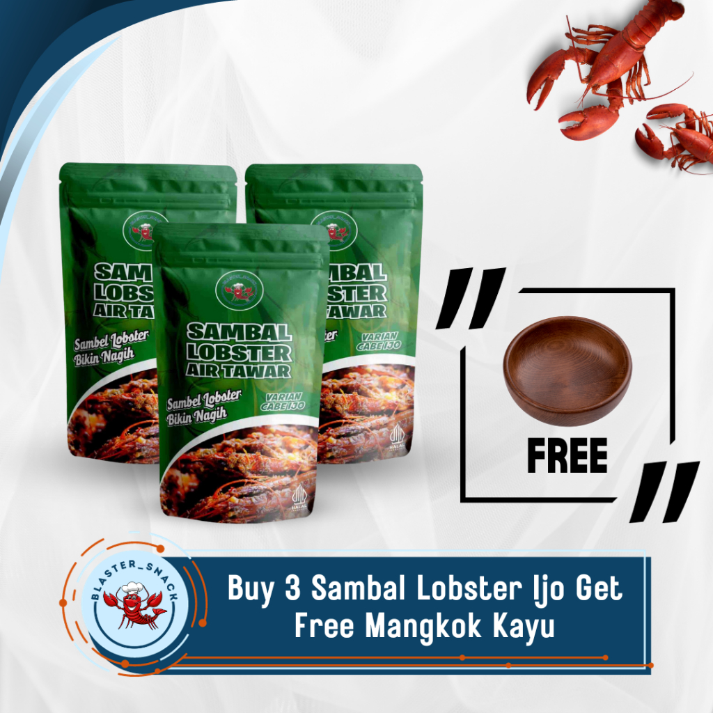 

[Free Mangkok Kayu] Sambal Ijo Lobster Air Tawar Paket Special Isi 3 Pcs