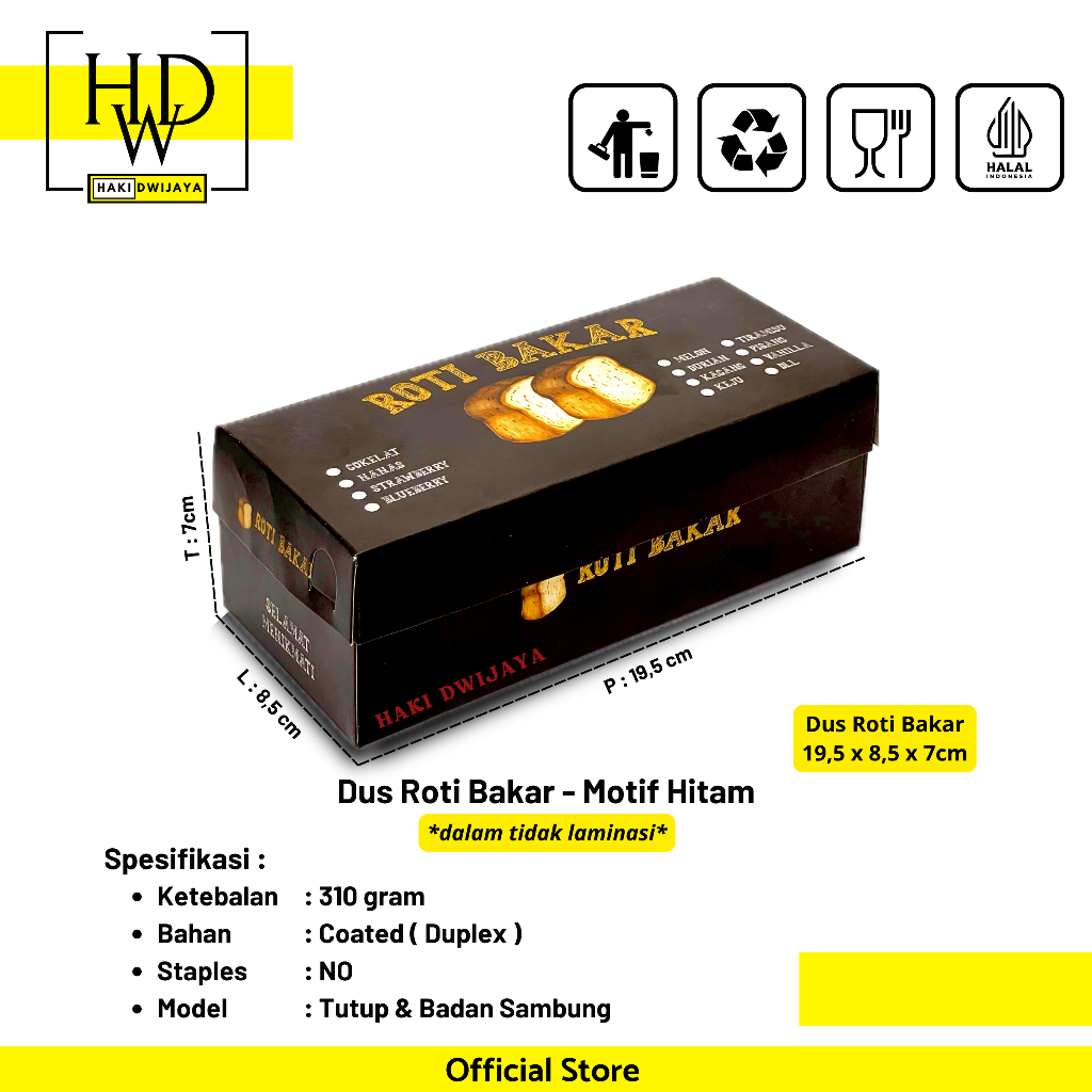 [MIN 20Pcs] Dus Roti Bakar Bandung / Dus Roti - Motif Hitam