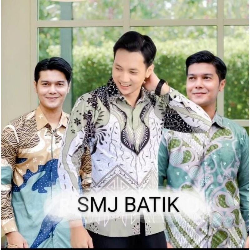 kemeja batik pria modern lengan panjang Casual Modis Reguler fit trendy batik azmil