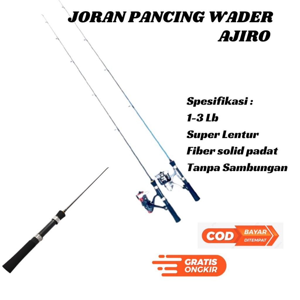 Joran Pancing fiber solid lentur casting microfishing wader udang dan ikan kecil 100 120 135 150 cm