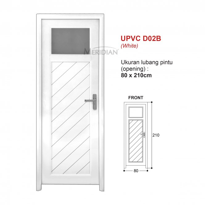 Pintu Meridian / UPVC Door / Meridian Pintu UPVC size 80x210 warna putih fullset