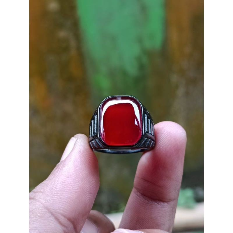 cincin batu akik reed raflesia kotak simple elegan original stone