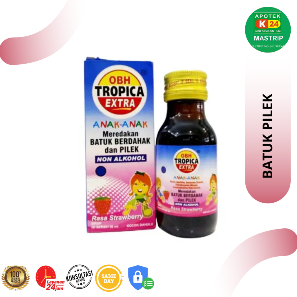 OBH Tropica Extra Anak Sirup / Batuk Berdahak Pilek / 2-12 Tahun / Strawberry & Jeruk / 60ml