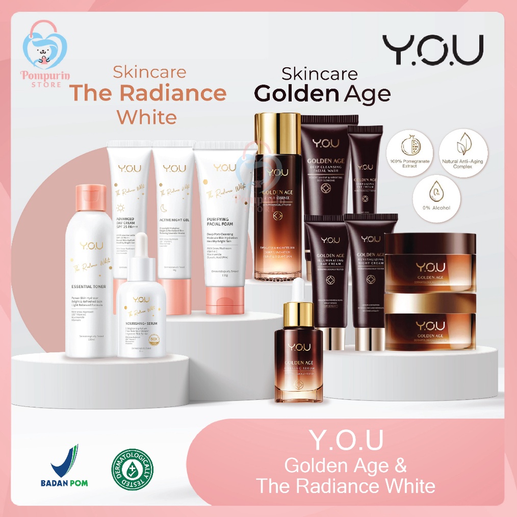 ✨Mall✨ YOU Skincare Golden Age / The Radiance White (Day Night Cream, Serum, Toner, Facial Wash, Eye