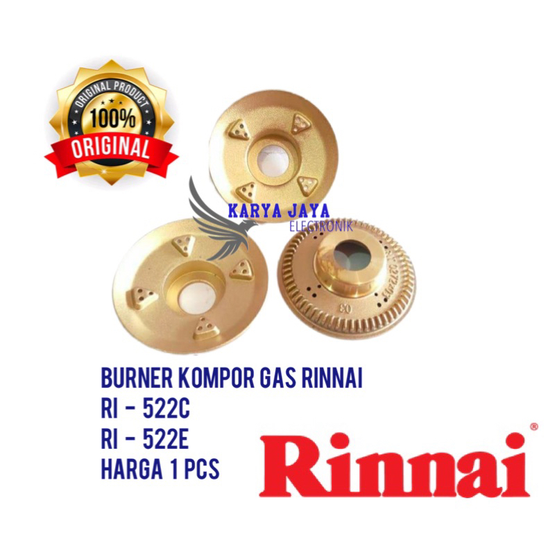 BURNER KOMPOR GAS RINNAI RI 522C RI 522E ORIGINAL - KUNINGAN KOMPOR GAS RINNAI