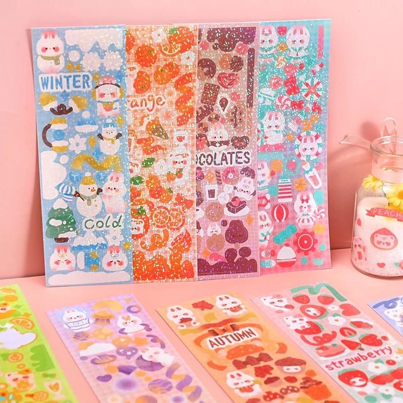 

RANDOM KLIK 10X stiker korea shiny glitter glossy