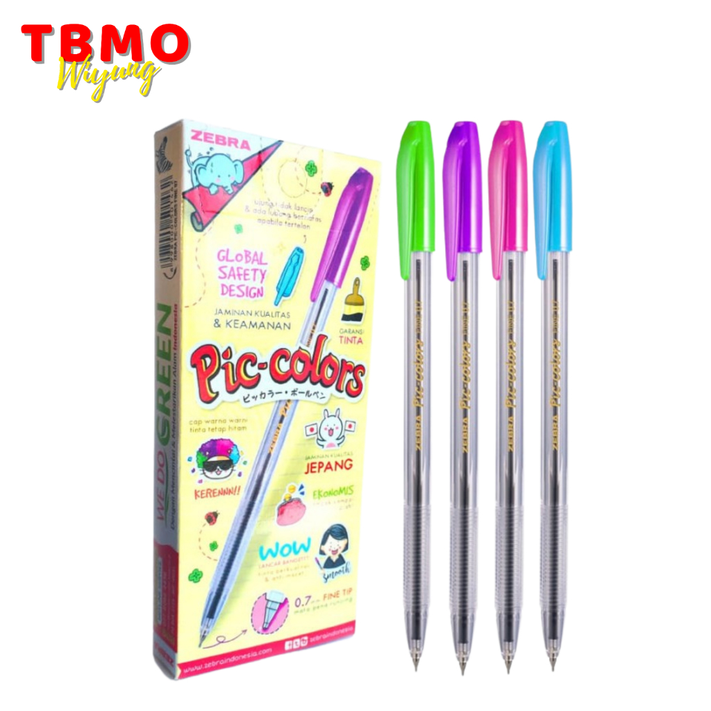 

TBMO Bolpen / Pulpen Zebra Piccolors 0.7mm Per Pack Isi 12 pcs
