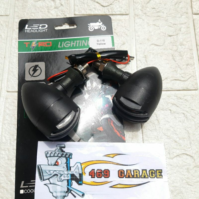 (2 PCS)Sein Sen Led Retro Klasik Model Bulat tralis | Lampu Ritting Klasik Motor Custom  Japstyle Ca