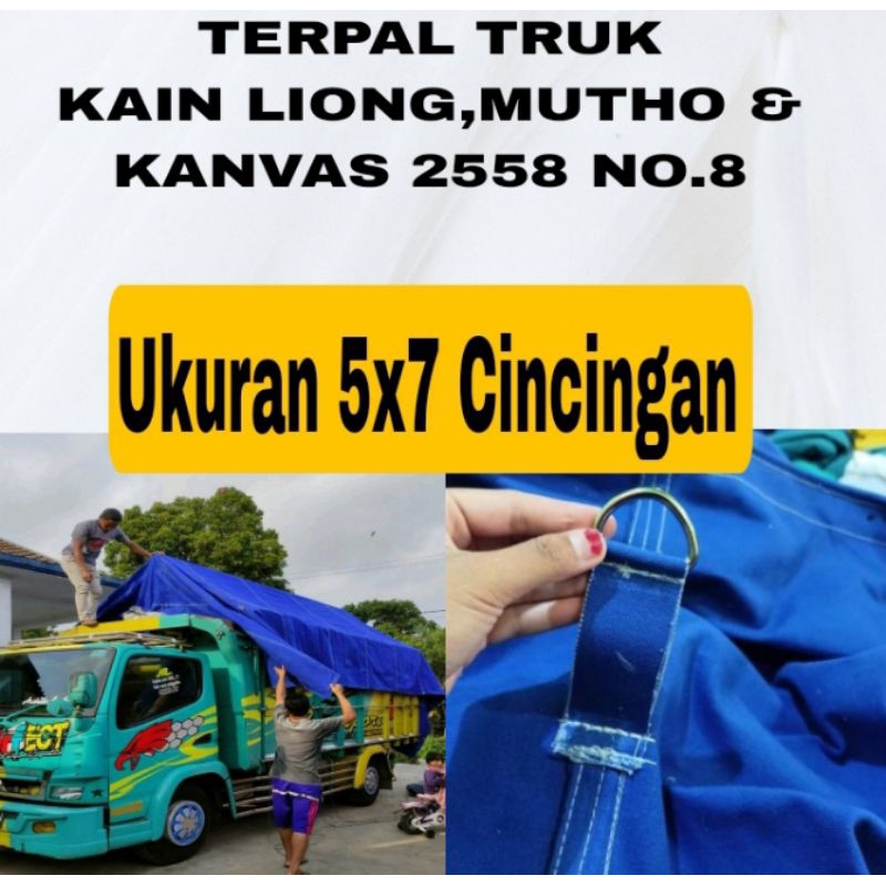 Terpal Truk kain liong/kanvas ukuran 5x7 Cincingan