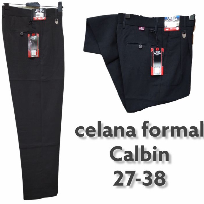 MKQN9378 TERMURAH celana panjang bahan pria formal / kantor calbin bahan twiss hitam