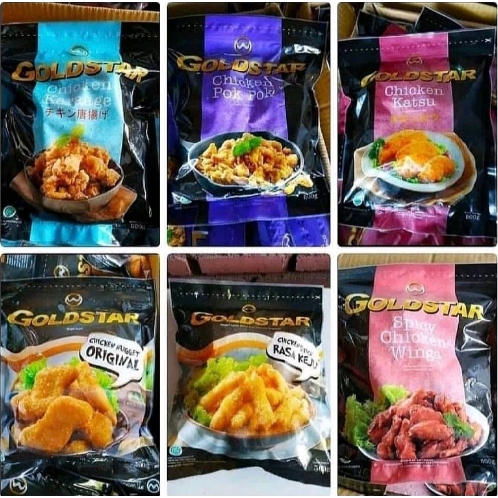 

Goldstar Chicken Nugget, Naget Keju, Karaage, Spicy Wings, Pok Pok, Katsu, Crispy (500gr)