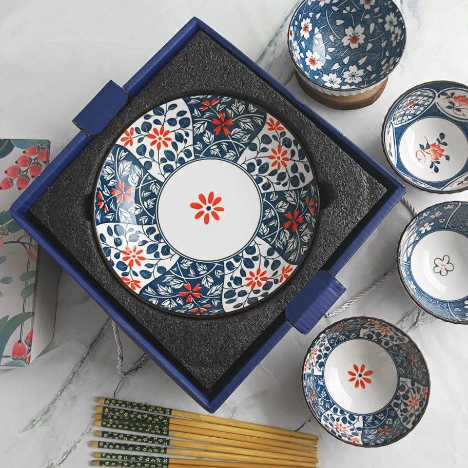 Baru AVELINE Hampers Mangkok Japanesse Bowl set / Mangkok Piring keramik set Mangkuk Jepang Souvenir