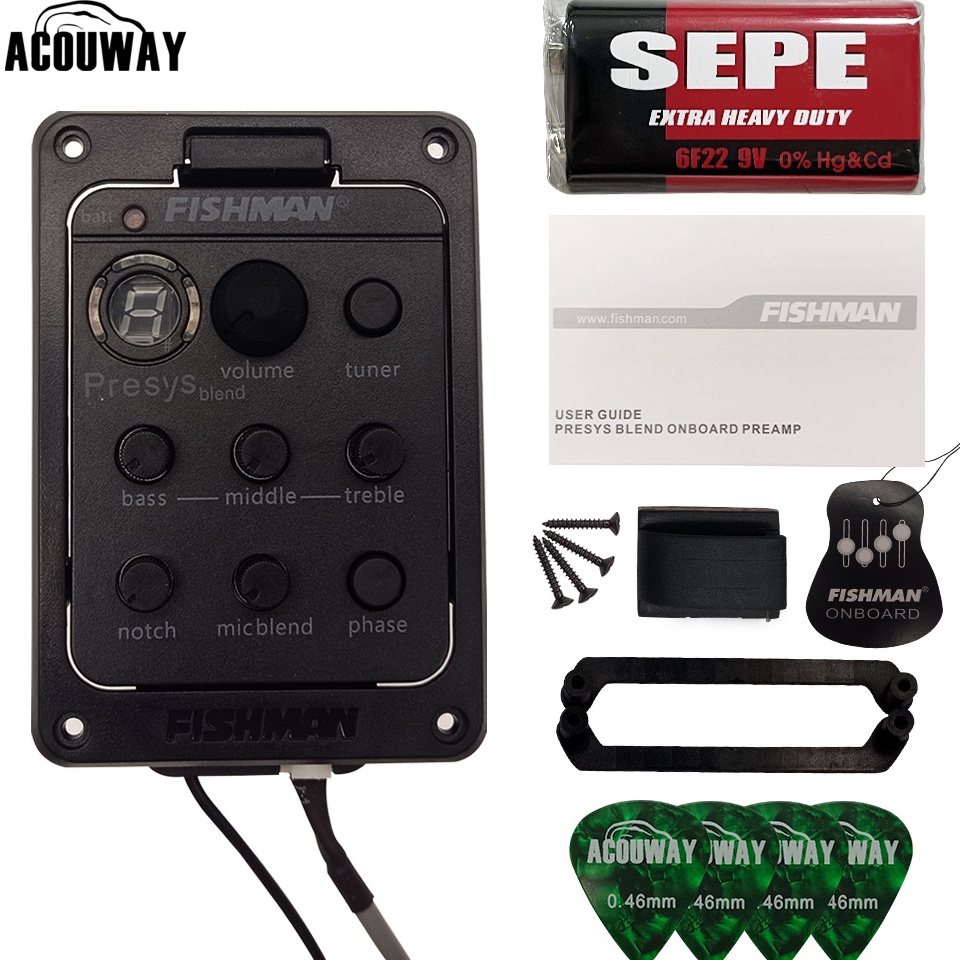 BIG SALE Equalizer Gitar Fishman Preamp Gitar 301 4-Band EQ Mic Blend Tunner Gitar Akustik Fishman P
