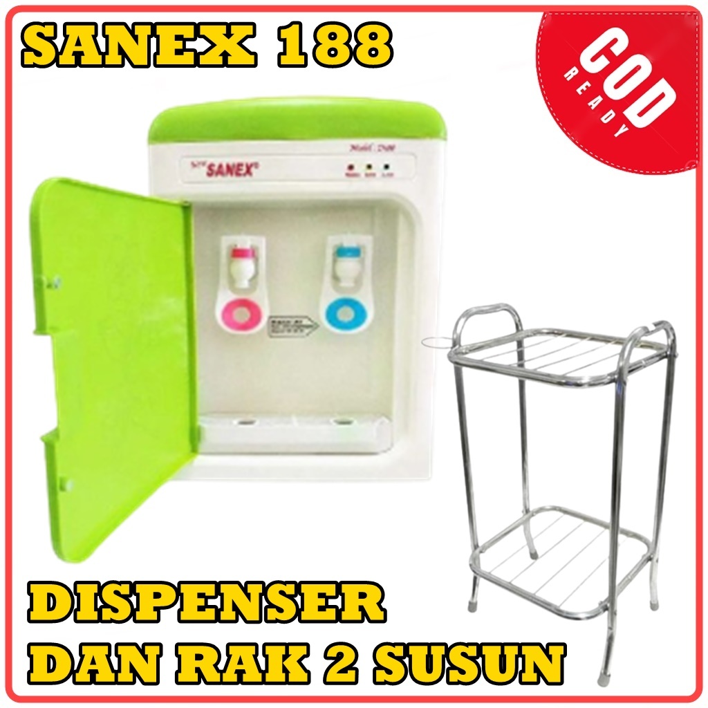 Dispenser Sanex 188 Dilengkapi PINTU BONUS RAK 2 SUSUN - PANAS DAN NORMAL