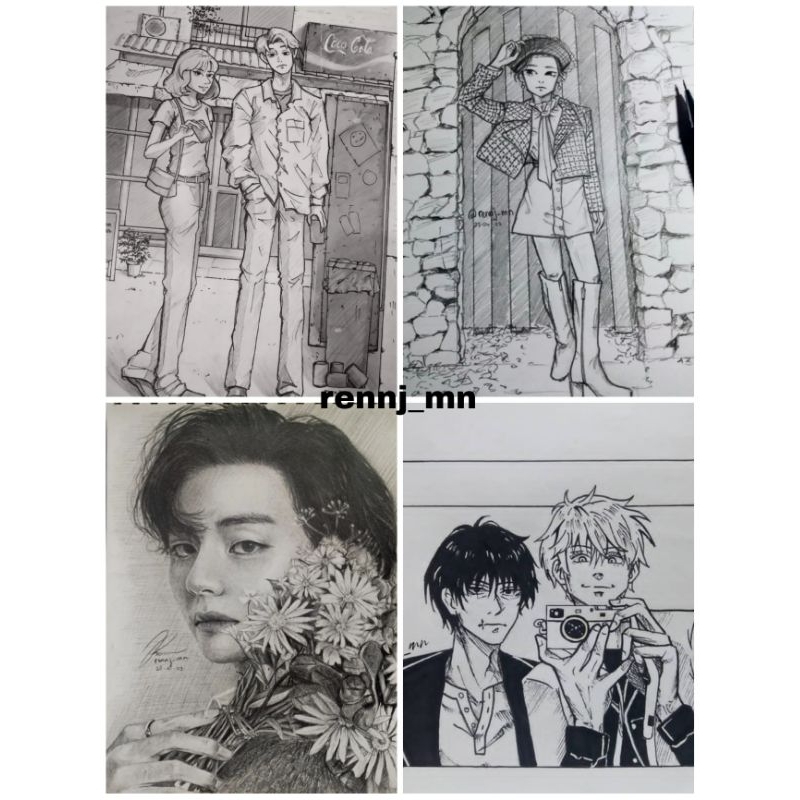 

Jasa gambar sketsa arsiran pensil anime/orang/realisme/idol(sesuai request) A5/A4