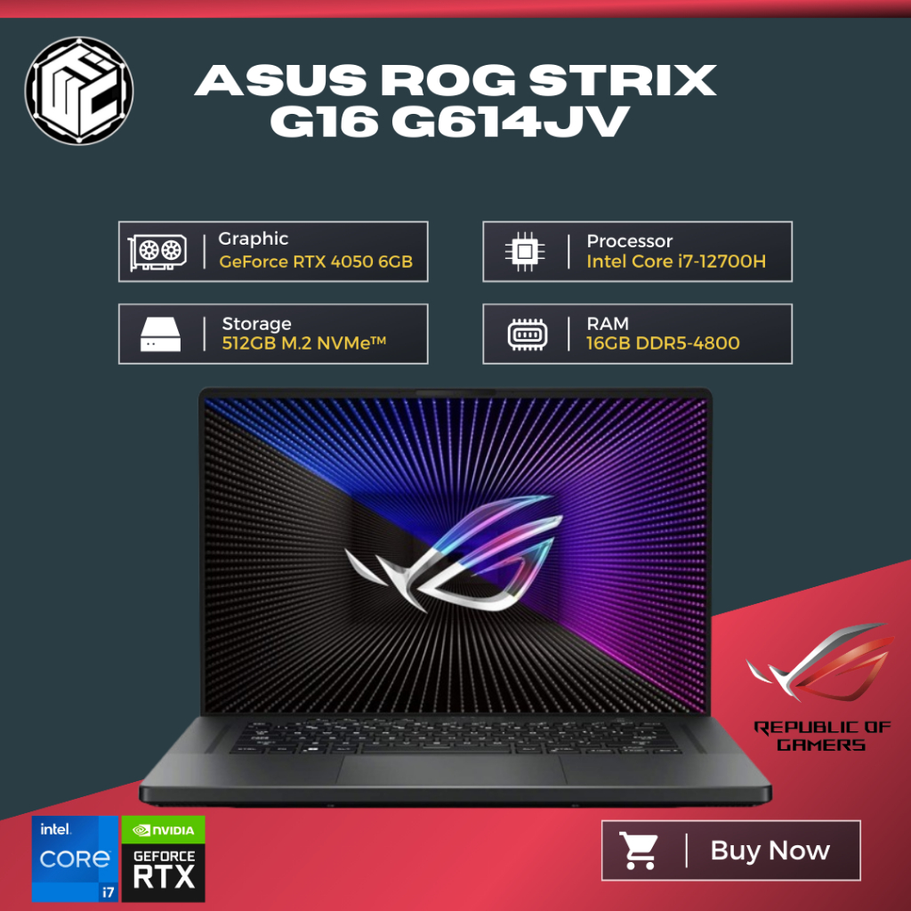 Laptop Gaming Asus ROG Zephyrus G16 GU603ZU i7-12700H/ 16GB/ 512GB/ RTX4050 6GB/ OHS W11