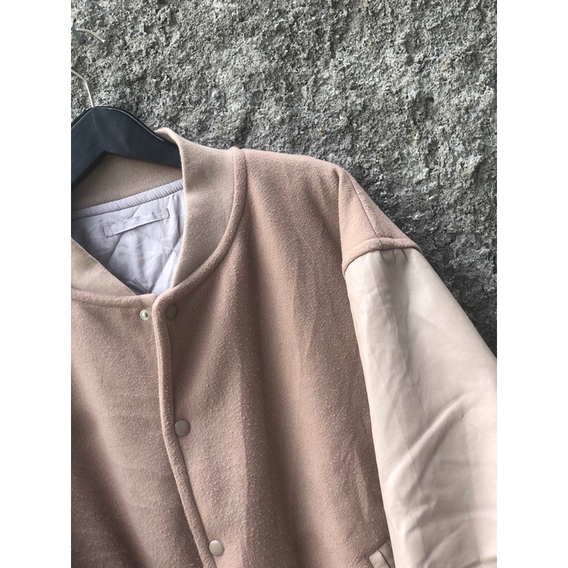 GU Global Uniqlo Varsity Leather Jacket