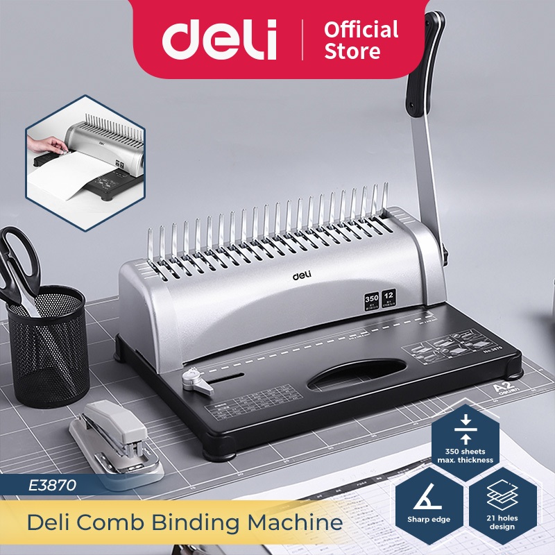 

DELI E3870 BINDING MACHINE JILID SPIRAL PLASTIK 21 LUBANG A4 12 LEMBAR