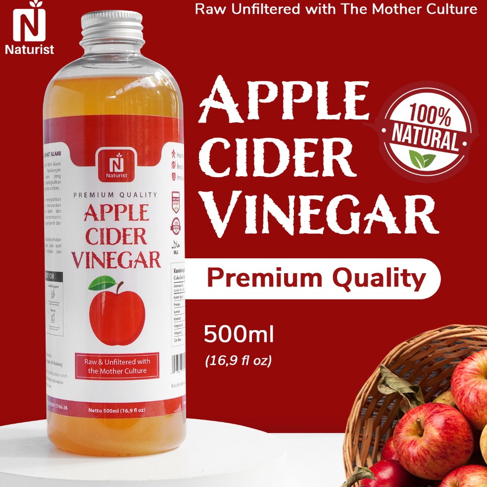 

[PFS43] NATURIST CUKA APEL ORGANIK WITH THE MOTHER | APPLE CIDER VINEGAR | MINUMAN DIET KESAHATAN | APPLE VINEGAR 500ML Best Produk (^