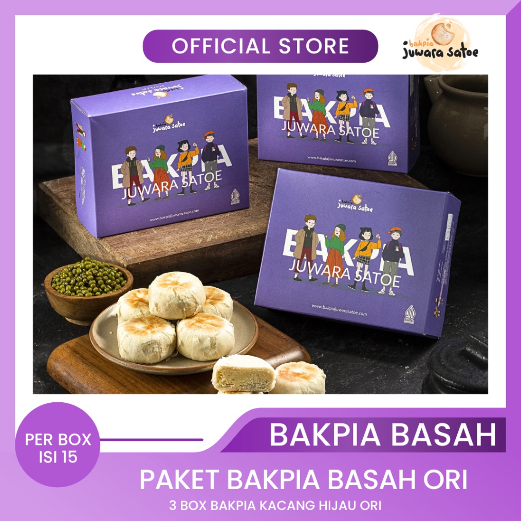 

✨12.12✨ COD [ 3 BOX ] PAKET BAKPIA BASAH KACANG HIJAU - BAKPIA JUWARA SATOE serbuuu !