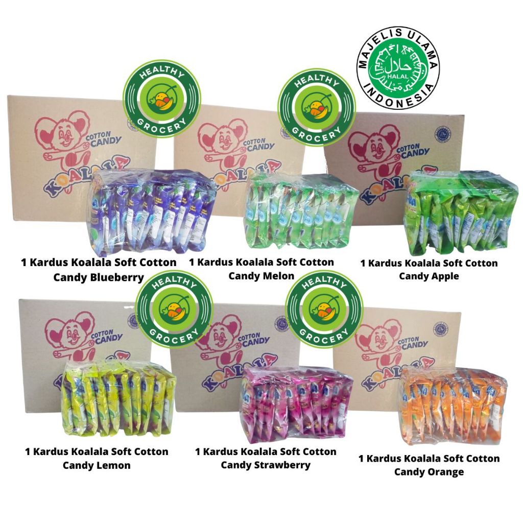 

1 Kardus Koalala Soft Cotton Candy Lemon / Melom / Apel / Strawberry / Blueberry / Orange 10gr