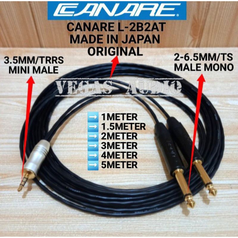 KABEL SPLITER  CABANG JACK 3.5MM/TRRS MALE TO DUAL JACK TS MALE 1METER-5METER