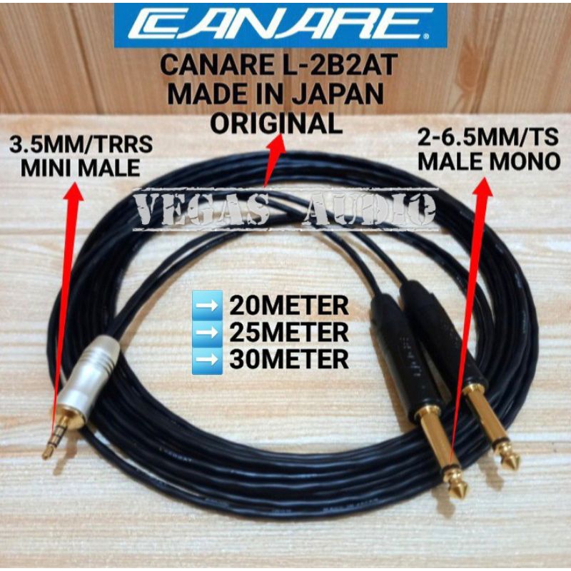 KABEL SPLITER CABANG JACK 3.5MM/TRRS MALE TO DUAL JACK TS MALE 20METER-30METER
