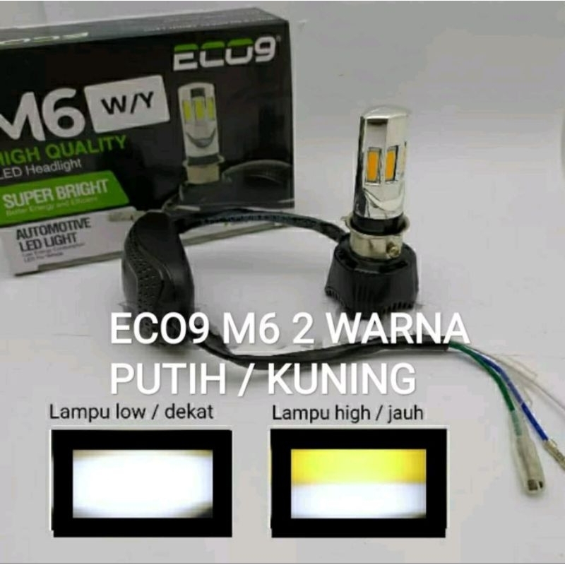 Lampu LED motor M6 6 Sisi 2 Warna putih kuning universal semua motor