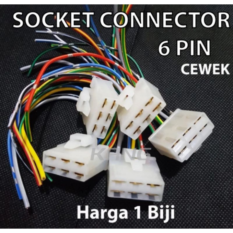 Soket 6 pin cewe cowo plus kabel/Soket 6 pin motor/soket lampu/soket universal