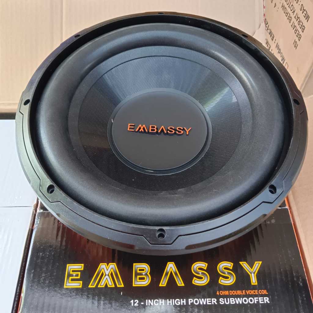 Speaker Embassy 12 Inch Original Doble Coil Subwoofer EM 1289 Spiker Bass