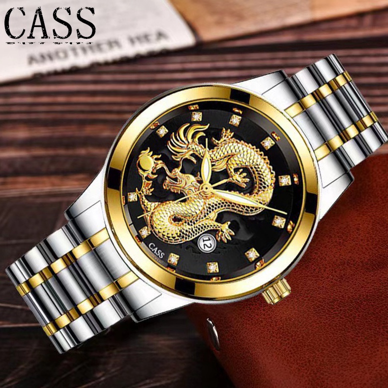 PALING DICARI Jam Tangan Pria Anti Air Cass Warna Jam Tangan Naga Pria Otomatis Sabuk Baja Berongga 