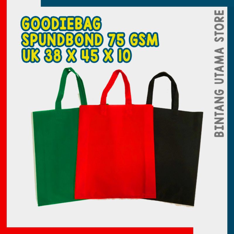 

(MINIMAL 12PCS) TAS SPUNBOUND JAHIT UK 38X45X10 GRAMASI 75