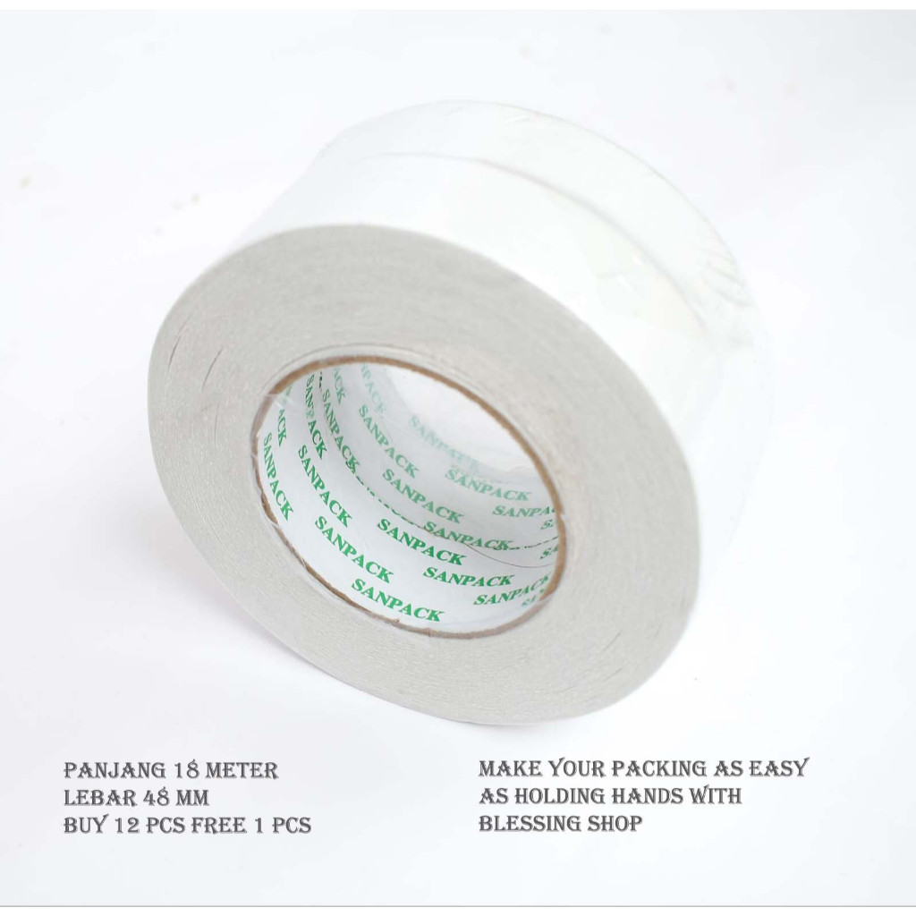 

Double Tape Kertas 18 Meter x 48mm Sanpack