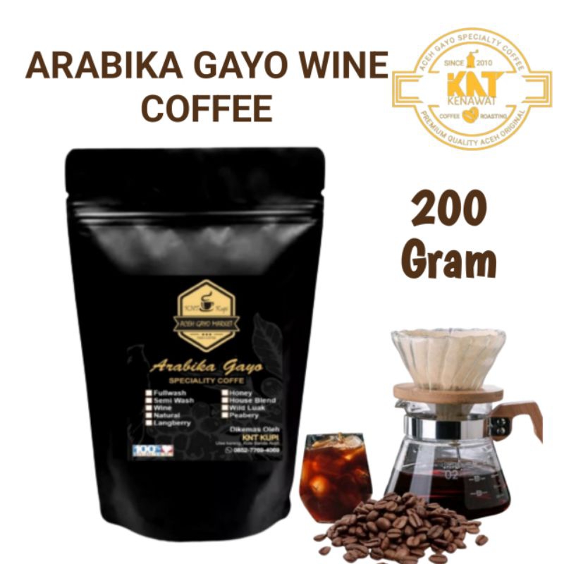 

Kopi Arabika Gayo Wine 200 gram Kopi Bubuk Halus Murni dari toko olshop banda aceh Cap Rencong.