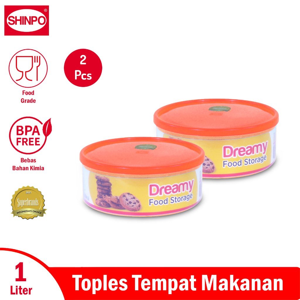 Shinpo Combo 2 Toples Plastik Ukuran S 1L Tempat Cemilan Dreamy Food Storage Bpa Free Spo-Sip-305S