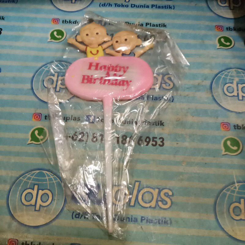 Hiasan Mainan Kue Cake Topper Upin Ipin Happy Birthday