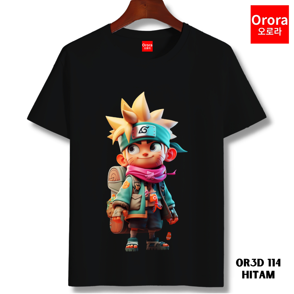 Orora Kaos Anime Naruto AI 3D Baju Pria Distro - Baju Atasan Sablon High Quality Pria Warna Hitam Putih Ukuran S M L XL XXL XXXL keren Original or3d 114