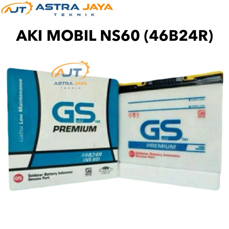 Aki Mobil GS Premium NS60 (45Ah) 46B24R Accu 12V Avanza Veloz Rush Starlet HiLux Swift Carry APV SX-