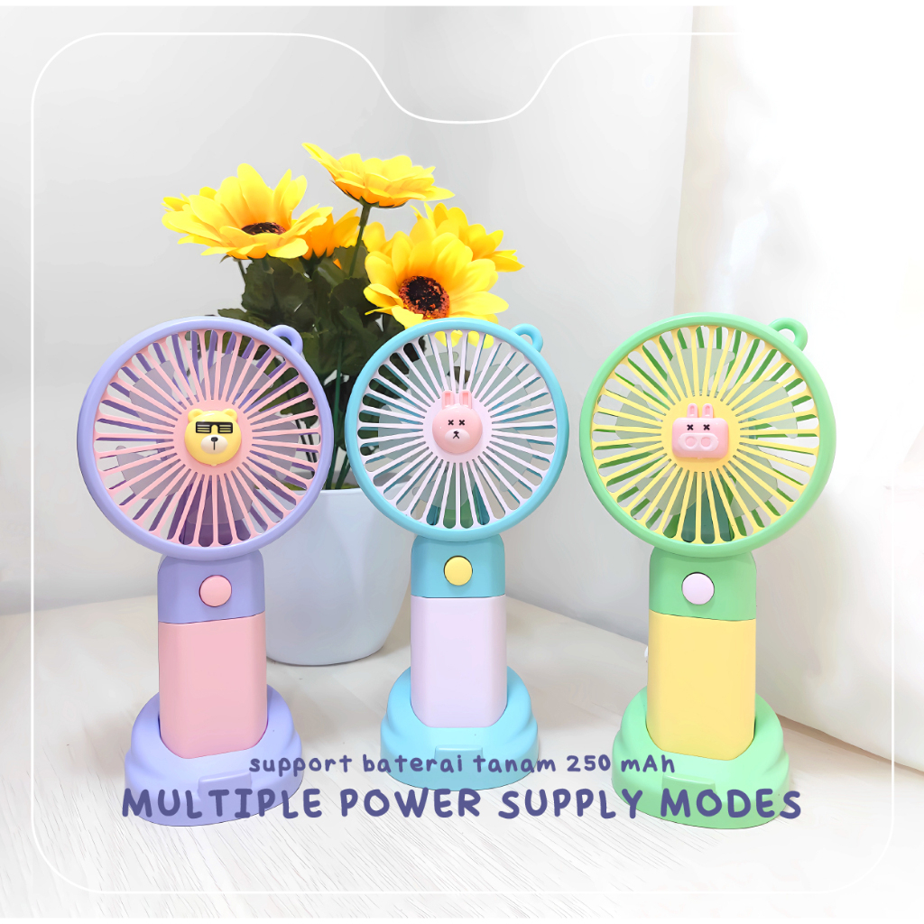 ❤️ yamshop88 ❤️ Kipas Angin Mini Animal Stand Tatakan HP Fan Portable Karakter Colour Murah Termurah