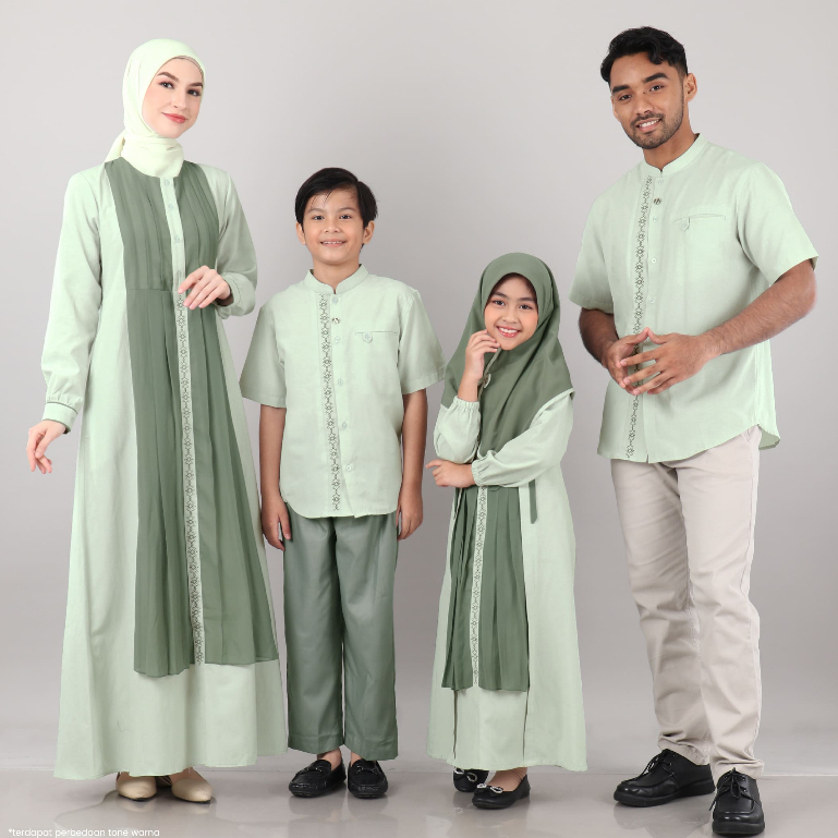 Sarimbit Keluarga 2024 Nibras Rayya Pamela Green Bay Baju Couple Pasangan Mewah Premium Elegan Terba