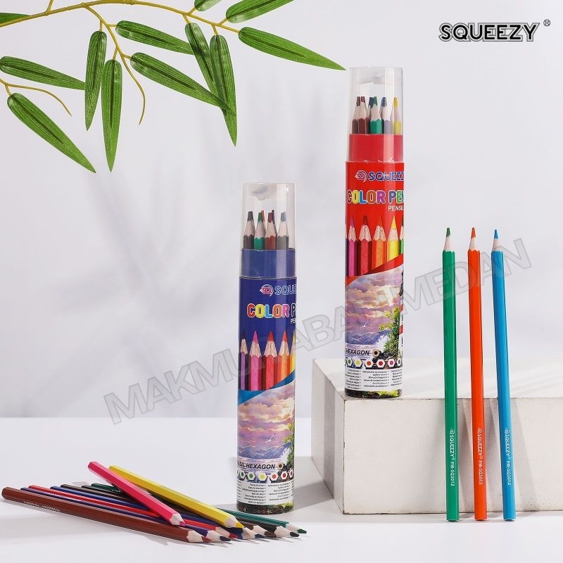 

(1Tabung) Pensil Warna Tabung Tube Squeezy 12 Warna/Pensil Warna Panjang+Rautan/Pensil Warna Squeezy